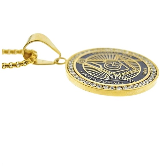 Mason Pendant Masonic Gold Tone24” Stainless Steel - Picture 4 of 5